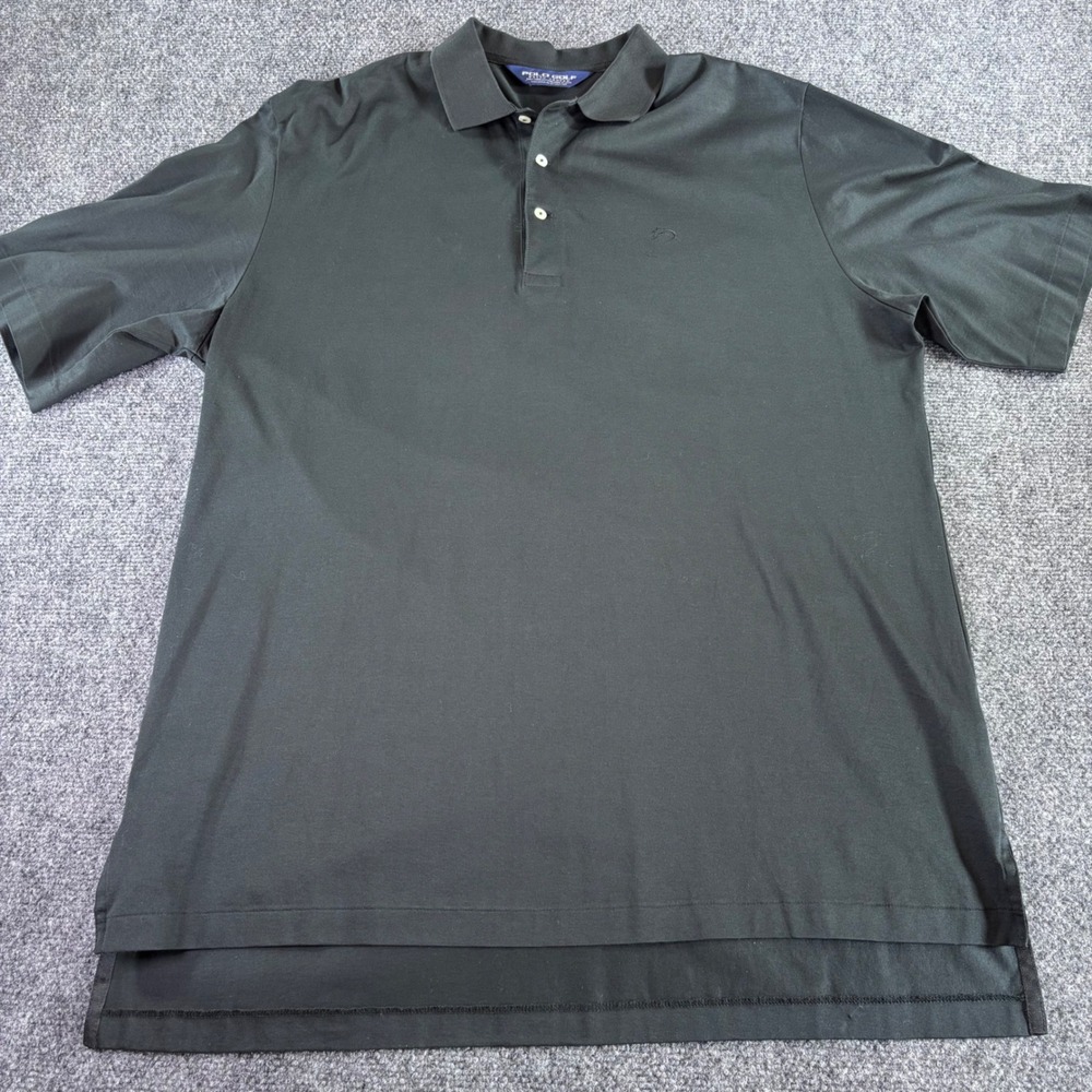 Polo Golf Ralph Lauren Polo Shirt Mens Large Black Pima Cotton Short Sleeve Logo